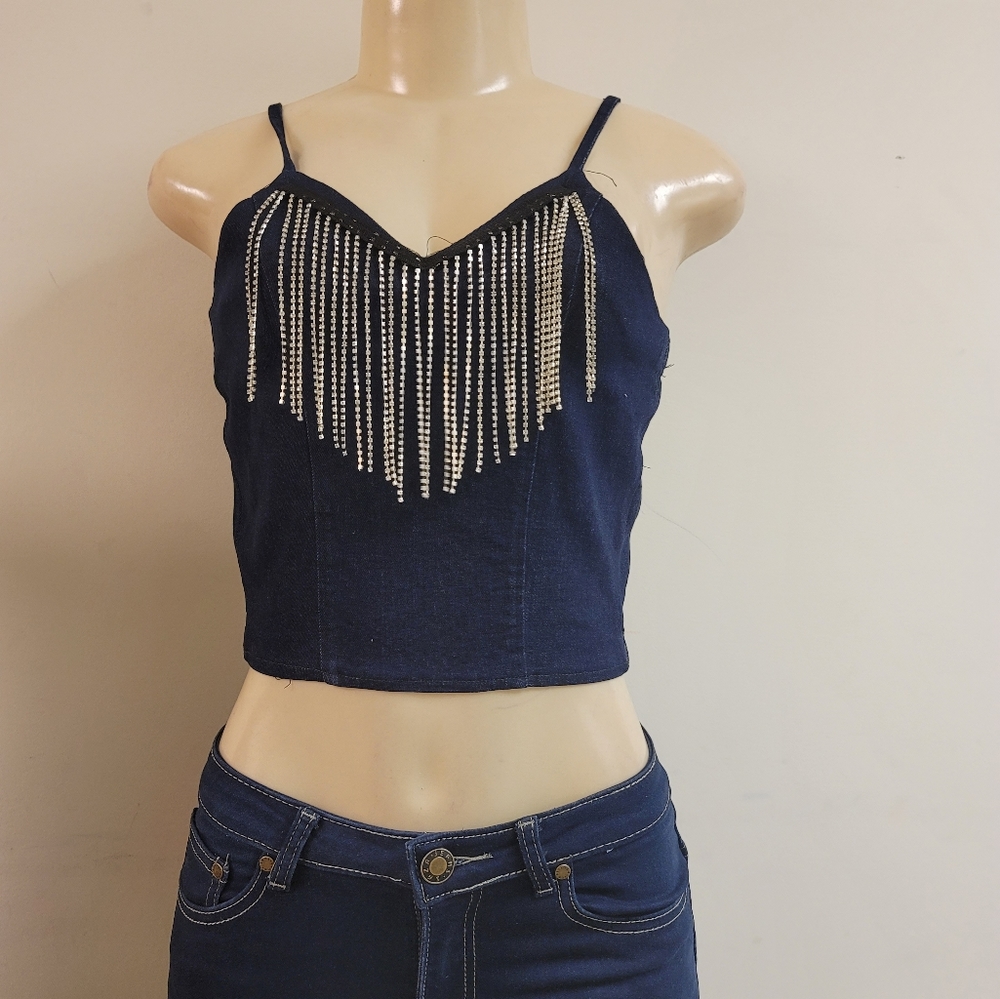 Jean corset crop top